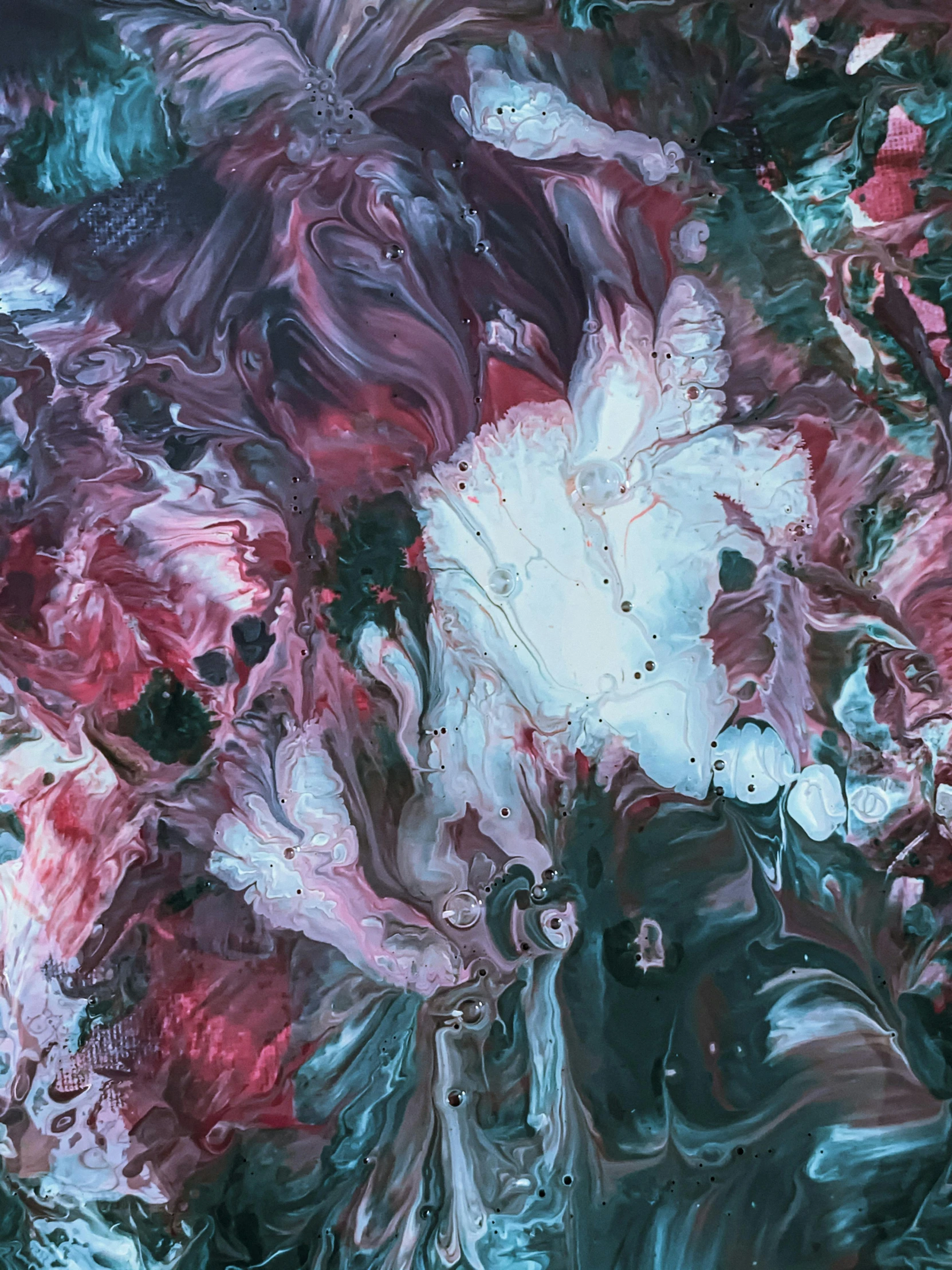 a painting of a bunch of flowers in a vase, an abstract painting, inspired by Yanjun Cheng, unsplash, fractal detail, paint pour smoke, 144x144 canvas, ( ( abstract ) )