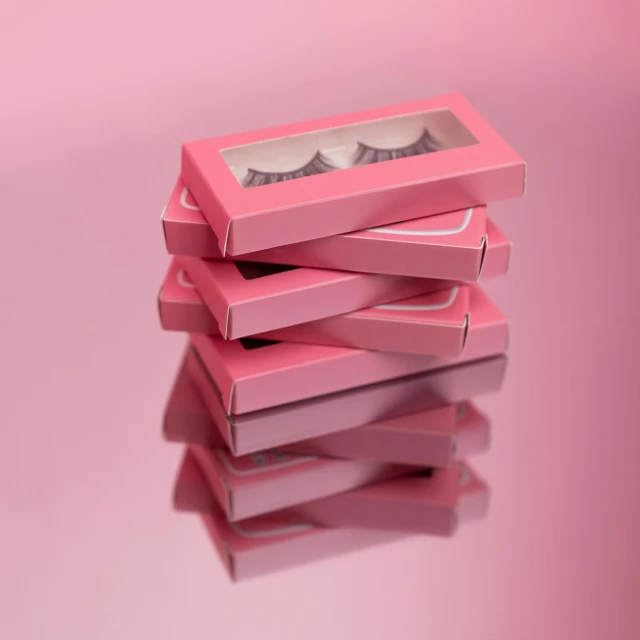 a stack of pink boxes sitting on top of each other, detailed lashes, sleek curves, item, portrait of a pink gang