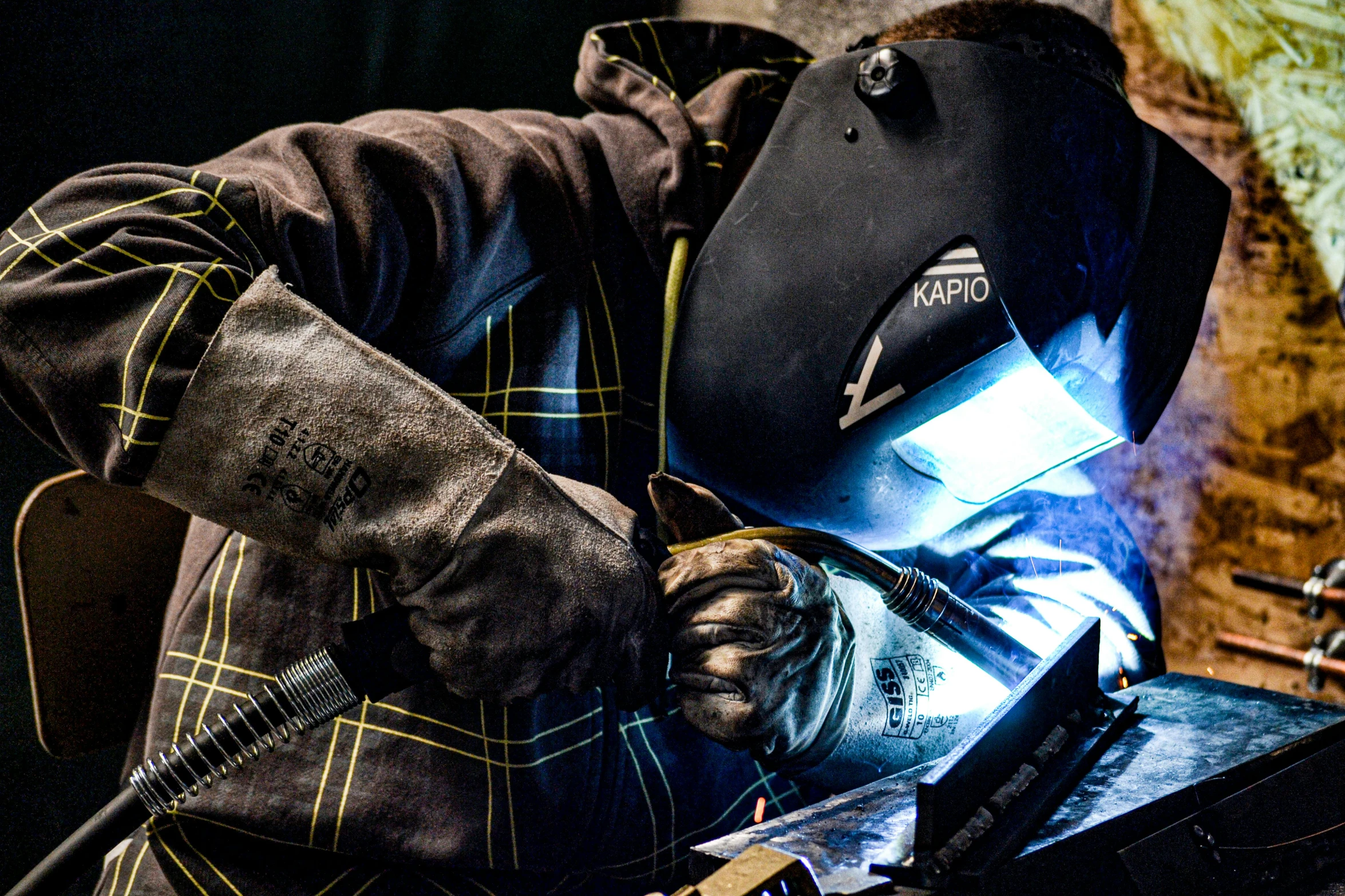 a welder working on a piece of metal, pexels contest winner, arbeitsrat für kunst, worksafe. instagram photo, lachlan bailey, restomod, profile image