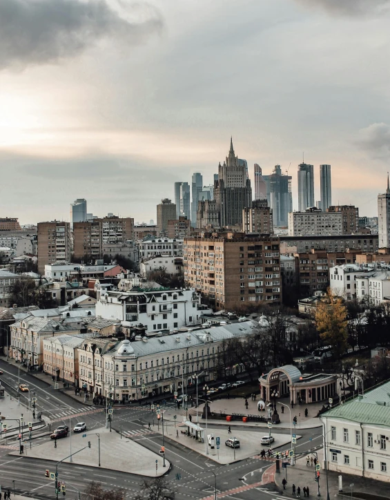 a view of a city from the top of a building, pexels contest winner, socialist realism, russian style, lgbtq, background image