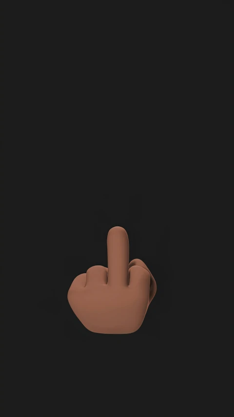 a close up of a finger on a black background, by Ahmed Yacoubi, conceptual art, digital art emoji collection, black and terracotta, courtesy of moma, giving the middle finger