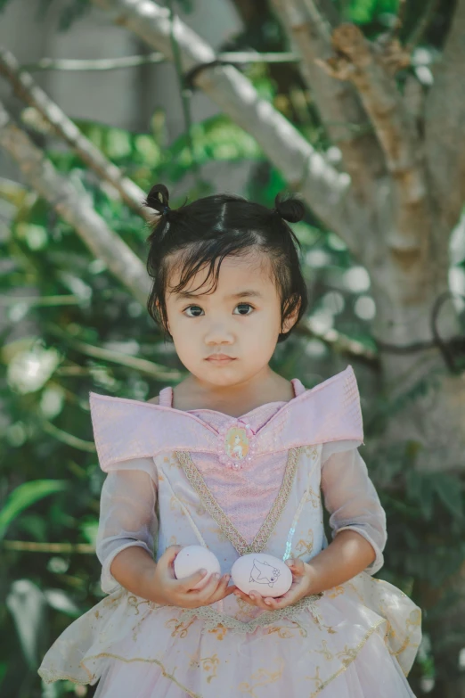 a little girl dressed in a princess dress, a picture, by Robbie Trevino, pexels contest winner, portrait of modern darna, little bo peep, serious business, low quality photograph