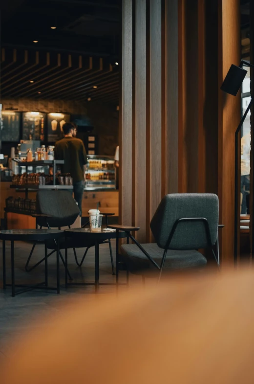 a couple of chairs sitting next to each other in a room, pexels contest winner, modernism, illustrated starbucks interior, thumbnail, multiple stories, full frame image