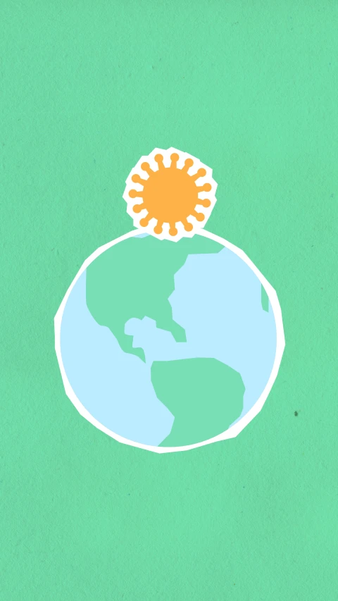 a picture of the earth with a sun on top, a cartoon, by Carey Morris, trending on unsplash, poster of corona virus, wikihow illustration, flat icon, emily rajtkowski