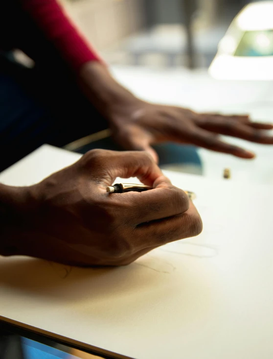 a person sitting at a table with a cell phone in their hand, offering the viewer a pill, intricate african jewellery, reaching out to each other, lgbtq