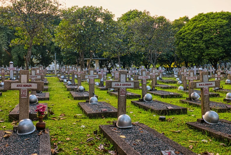 a cemetery filled with lots of tombstones and flowers, a photo, sri lanka, profile image, fan favorite, panoramic shot