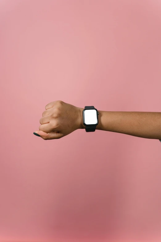 a woman with a smart watch on her wrist, by Paul Bird, arms open, square, without text, gen z