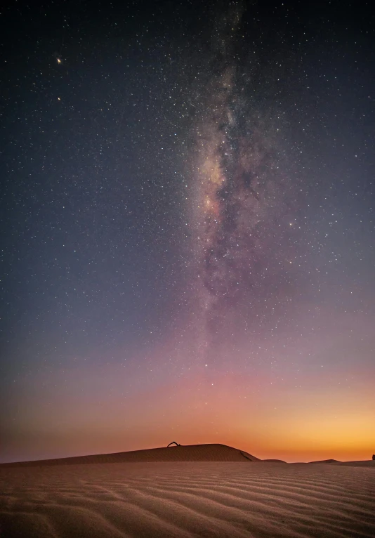 the milky shines brightly above the sand dunes, by Peter Churcher, unsplash contest winner, romanticism, huge telescope on mauna kea, santorini, late summer evening, australia