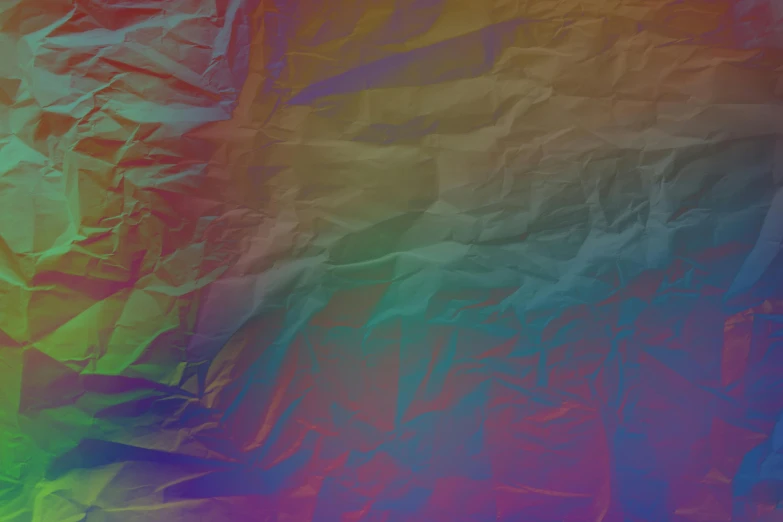 a close up of a piece of crumpled paper, an album cover, inspired by Anna Füssli, polycount, color field, rainbow gradient reflection, pbr texture, unsplash transparent fractal, grungy; colorful