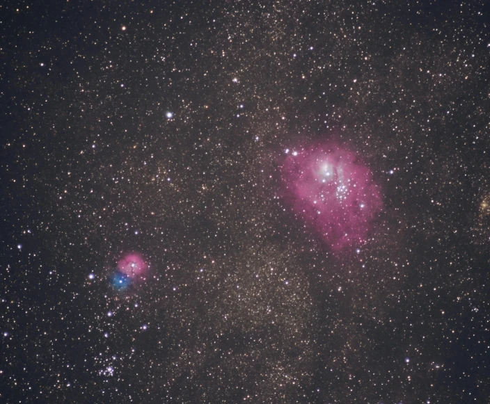 a group of stars that are in the sky, a portrait, flickr, red and purple nebula, 2 0 0 mm telephoto, pink and blue colour, square