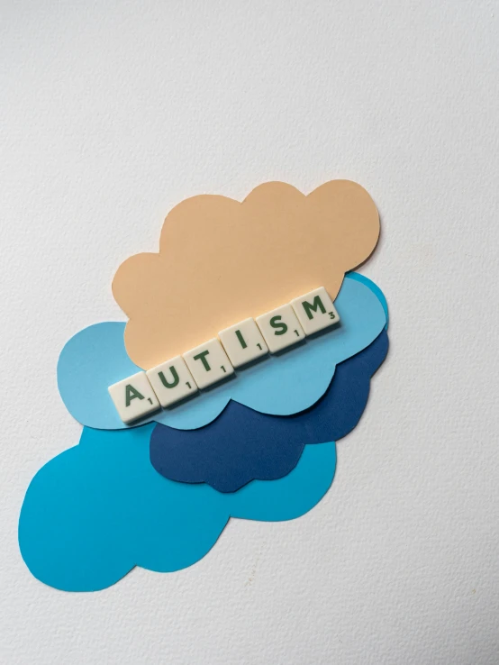 a cloud with the word autism spelled on it, by Arabella Rankin, trending on pexels, aestheticism, board game, building blocks, plain background, 15081959 21121991 01012000 4k
