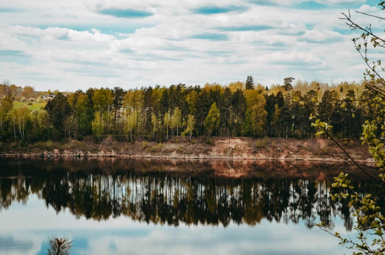 a large body of water surrounded by trees, by Jacob Kainen, pexels contest winner, hurufiyya, beautiful russia of the future, photograph of april, fan favorite, full of mirrors