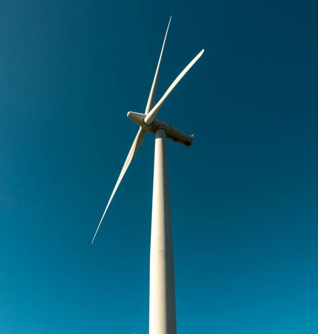 a wind turbine with a blue sky in the background, pexels contest winner, hurufiyya, 8k 28mm cinematic photo, thumbnail, white, super high resolution