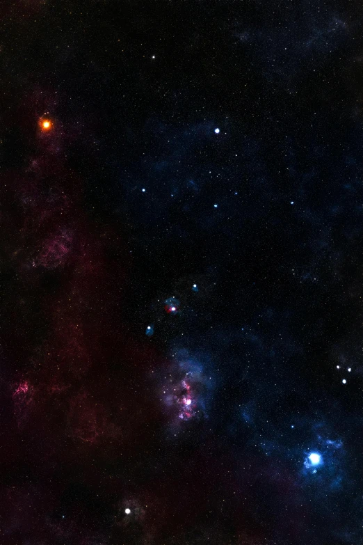 a group of stars that are in the sky, a digital rendering, by Adam Marczyński, nasa true color 8k image, dark sci - fi game map, red and blue back light, interstellar hyper realism