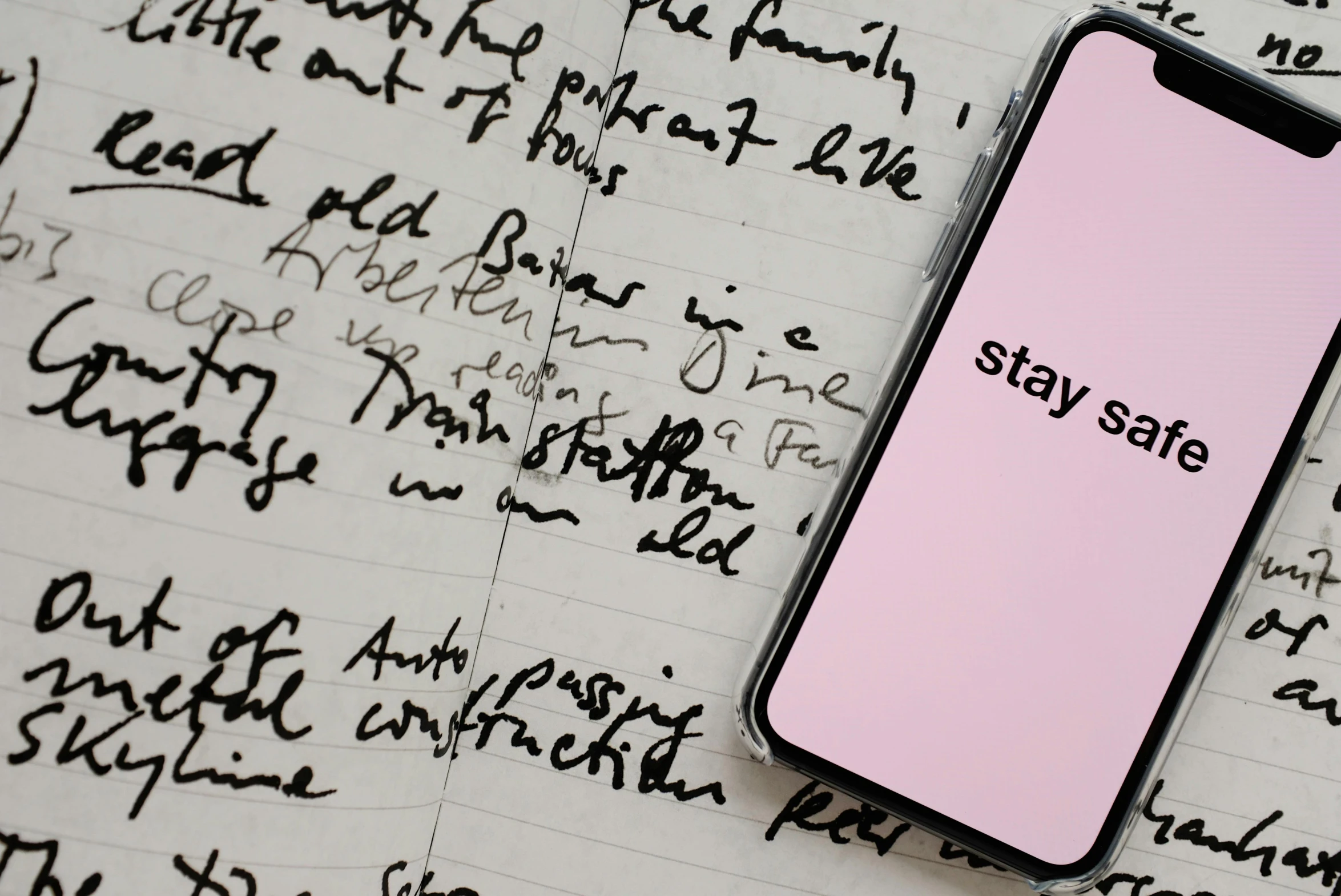 a cell phone sitting on top of a piece of paper, by Helen Stevenson, trending on pexels, analytical art, with some hand written letters, slay, pink skin, covid