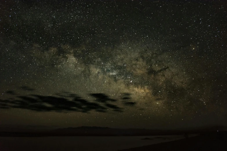 a dark sky filled with lots of stars, by Thomas Millie Dow, unsplash contest winner, tonalism, panorama view of the sky, nadav kander, fan favorite, very wide wide shot