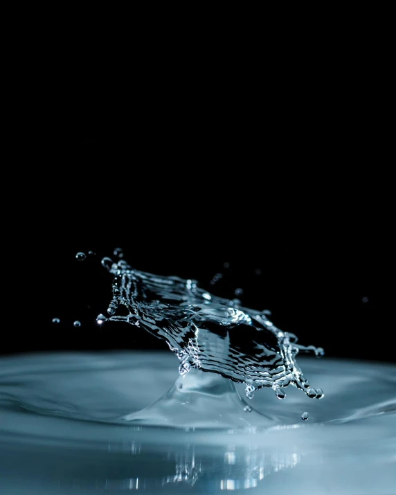 a water drop falls into a pool of water, a macro photograph, by Sebastian Spreng, unsplash, made of liquid metal, artificial spider web, black splashes, high quality product image”