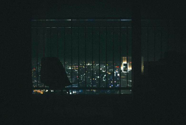 a window with a view of a city at night, a picture, inspired by Elsa Bleda, sitting in tokyo, rooftop party, hello darkness my old friend, album cover