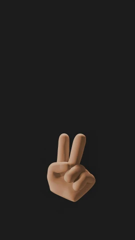 a hand making a peace sign on a black background, postminimalism, 3 d vector, brown:-2, instagram post, -n 2