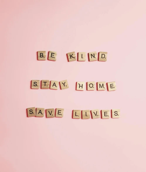 a pink background with the words be kind stay home save lives, pexels, profile picture, on a pale background, demur, profile image