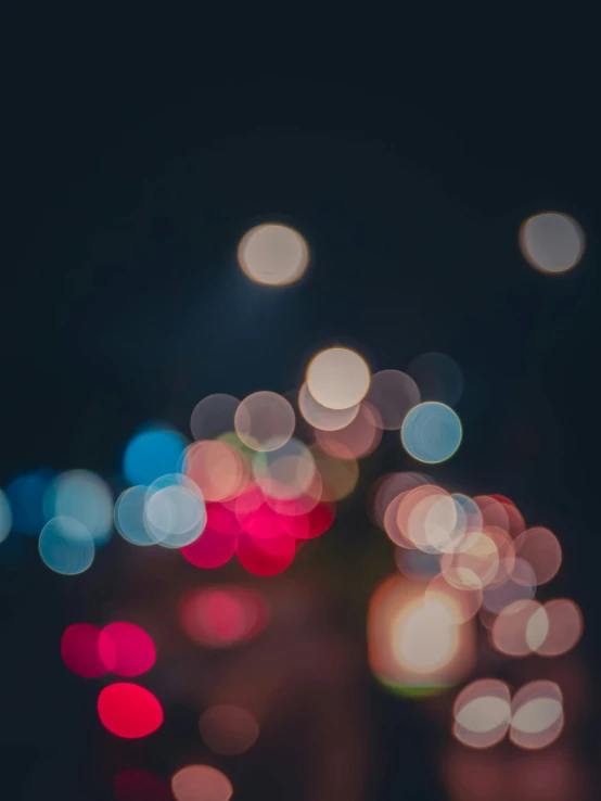 a blurry photo of a city street at night, trending on unsplash, visual art, colorful dots, macro bokeh ”, ilustration, multiple stories