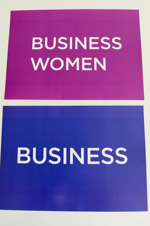 a sign that says business women and business men, a poster, by Rachel Reckitt, pantone, blue and purple, view from bottom to top, i_5589.jpeg