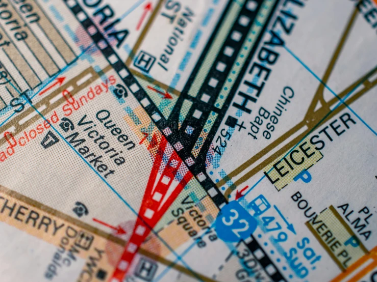 a close up of a map of a city, by Lee Loughridge, pexels, caulfield, service ticket close up, fabric, victoria