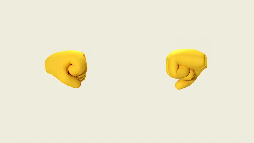 a pair of yellow boxing gloves on a white background, an album cover, inspired by Weiwei, conceptual art, clenched fists, emoji, 10k, clemens ascher