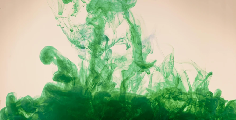 a close up of green ink in water, pexels, abstract expressionism, smoke fills the room, pale green background, seen from below, james nares