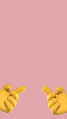 two hands pointing at each other on a pink background, inspired by Sergio Burzi, trending on pexels, conceptual art, 3d render of homer simpson, gif, ochre, snapchat photo