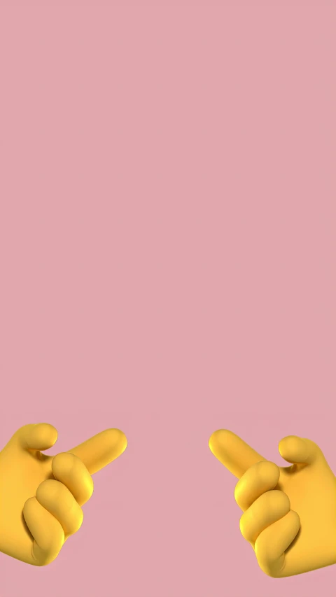 two hands pointing at each other on a pink background, inspired by Sergio Burzi, trending on pexels, conceptual art, 3d render of homer simpson, gif, ochre, snapchat photo