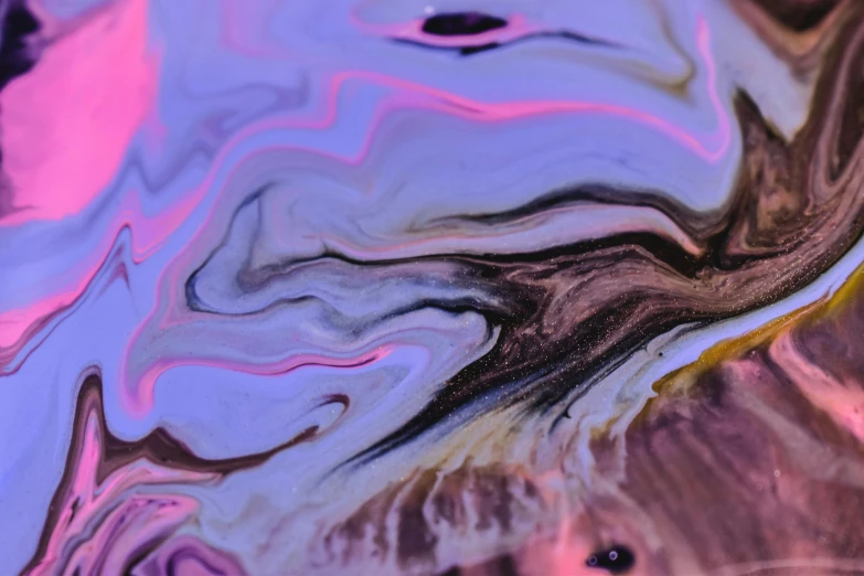 a close up of a liquid substance on a surface, trending on pexels, generative art, purple and pink, currents, oil spill, neural