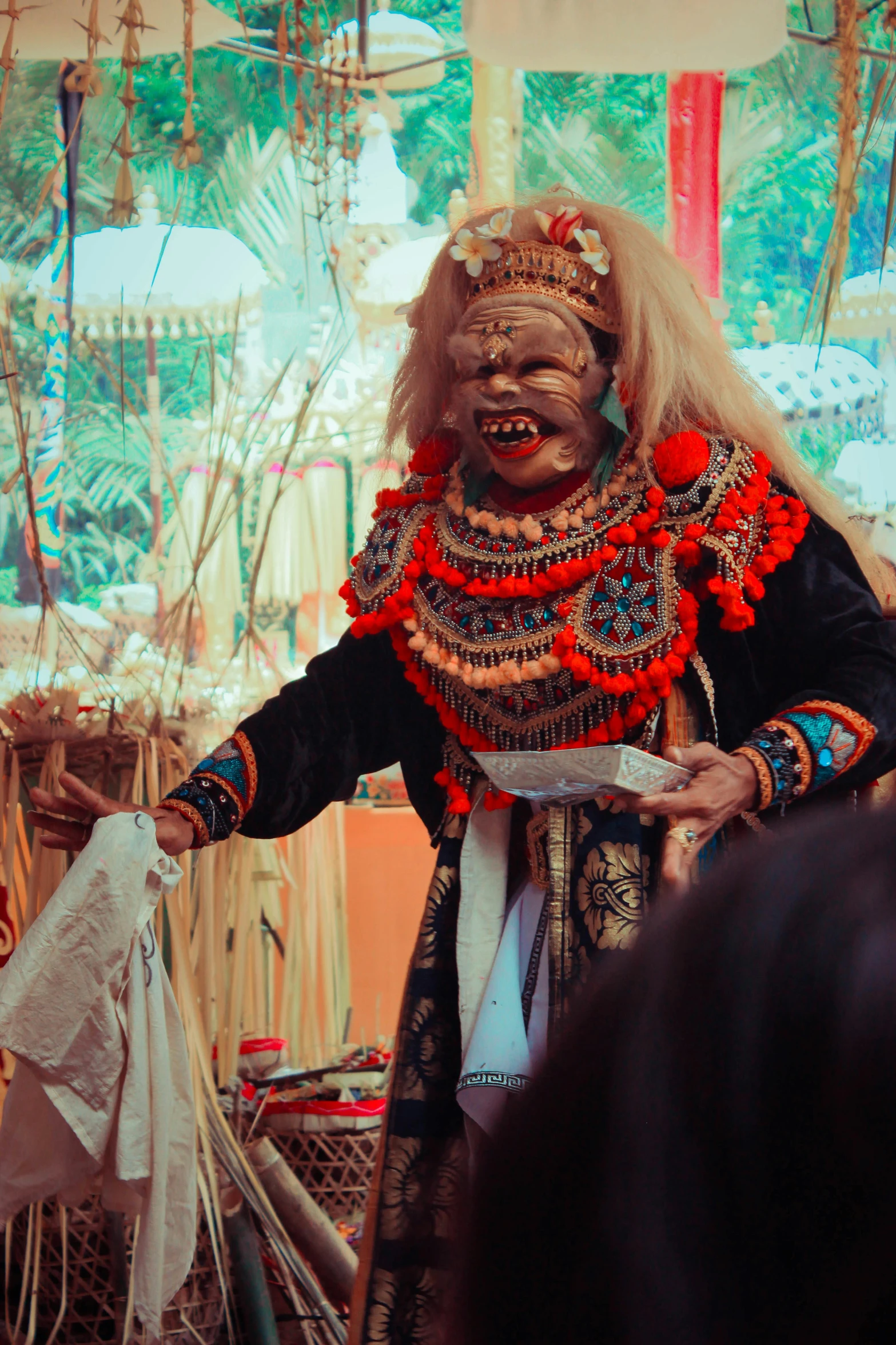 a close up of a person in a costume, pexels contest winner, sumatraism, giving a speech, ceremonial ritual, promo image, square