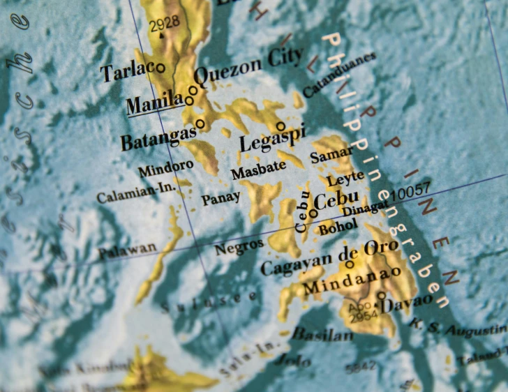 a close up of a map of the philippines, pexels, dezeen, dynamic closeup, modeled, panel