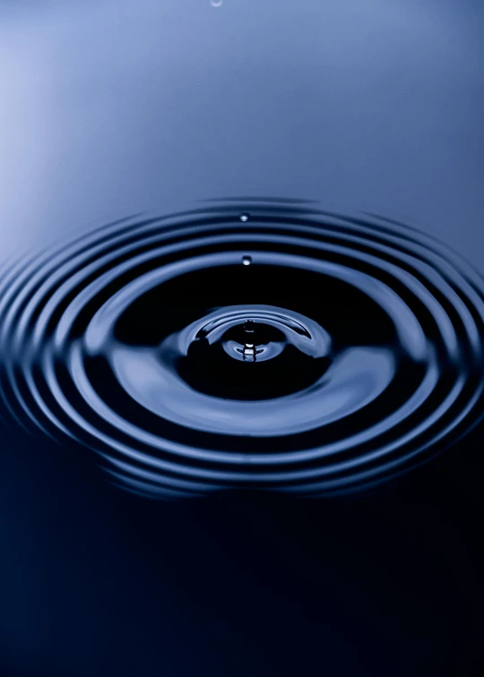 a drop of water falling into a body of water, an album cover, by Jan Rustem, trending on unsplash, minimalism, organic rippling spirals, blue-black, ripple, ilustration