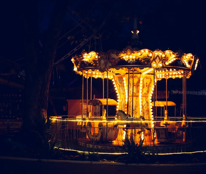 a merry merry merry merry merry merry merry merry merry merry merry merry merry merry merry merry merry, by Adam Marczyński, pexels contest winner, baroque, an amusement park in old egypt, dark warm light, carriage, yellow artificial lighting