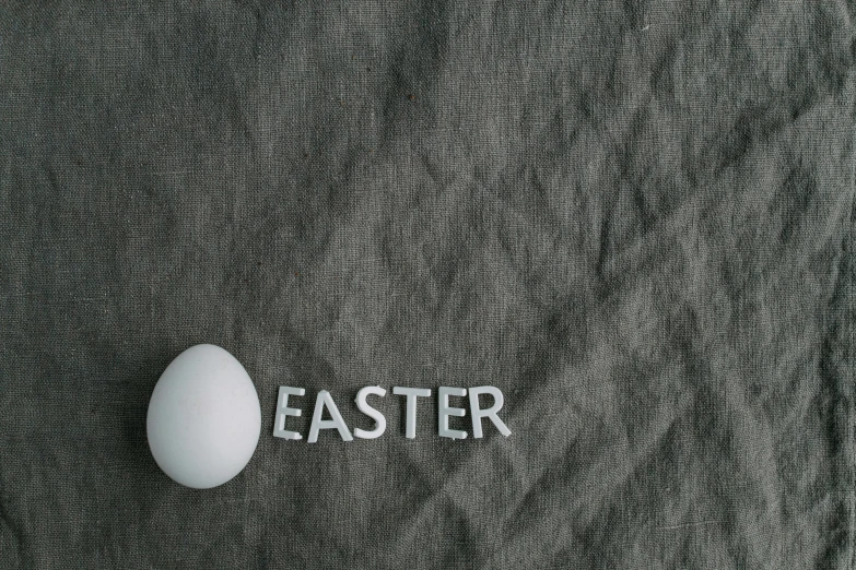 a white egg sitting on top of a gray cloth, trending on unsplash, renaissance, concrete poetry, made of fabric, easter, 🦩🪐🐞👩🏻🦳