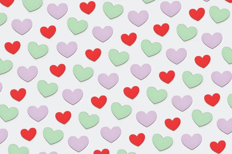 many different colored hearts on a white background, inspired by Peter Alexander Hay, tumblr, emma bridgewater and paperchase, designed in blender, on grey background, 6