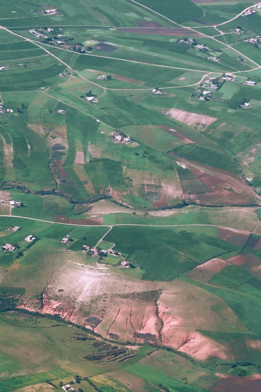 a view of the countryside from an airplane, an album cover, flickr, israel, high polygon, grassy hills, creeks