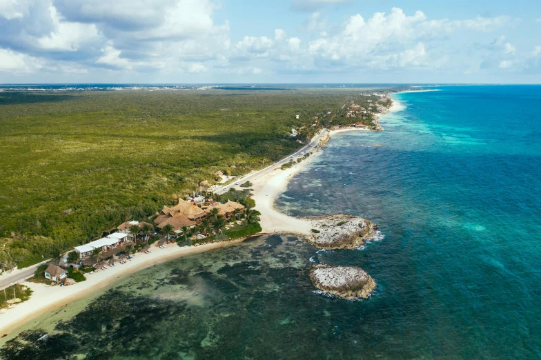 a large body of water next to a sandy beach, happening, mayan, reefs, flatlay, lush surroundings