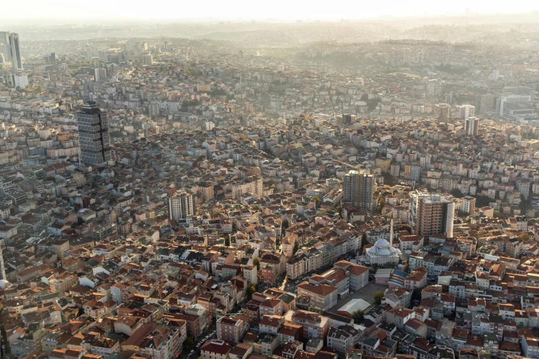 an aerial view of a city with tall buildings, by Nadim Karam, pexels contest winner, hyperrealism, turkey, square, high resolution, panoramic