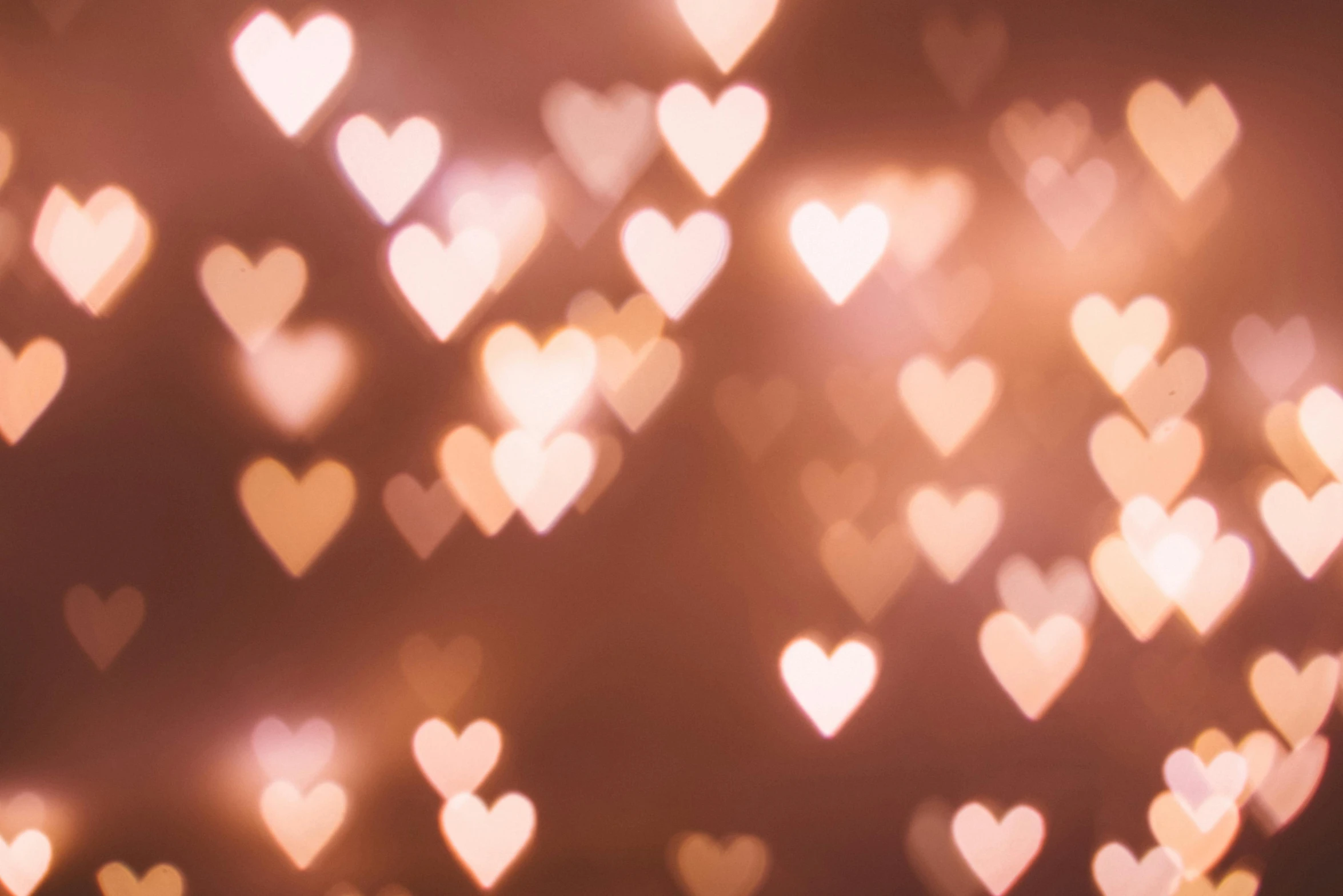 a bunch of lights that are in the shape of hearts, trending on unsplash, bokeh backdrop, jen atkin, brown, blushing