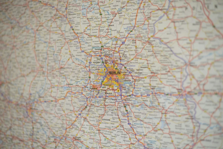 a close up of a map on a wall, by Maksimilijan Vanka, visual art, an ultra realistic, warsaw, handmade, 1024x1024