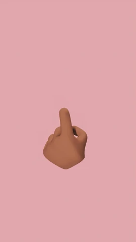 a brown object in the middle of a pink background, an album cover, by Nyuju Stumpy Brown, realism, thumb up, emoji, untextured, seemless