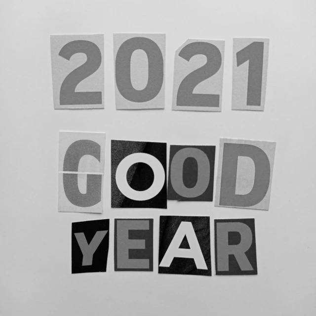 a black and white photo of the year 2021, pixabay, good at cards, paper cutouts of plain colors, 1 6 x 1 6, goop