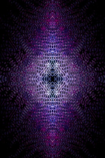 a purple and blue pattern on a black background, an album cover, unsplash, fractal designs, intricate environment - n 9, repeating, medium symmetry