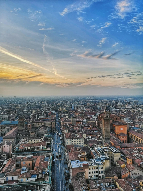 a view of a city from the top of a building, a picture, inspired by Giovanni Battista Innocenzo Colombo, pexels contest winner, renaissance, square, color picture, twilight skyline, hyperdetailed photo
