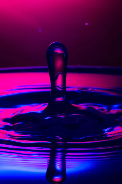 a close up of a drop of water, by Doug Ohlson, ( ( ( synthwave ) ) ), splash image, red purple gradient, 15081959 21121991 01012000 4k