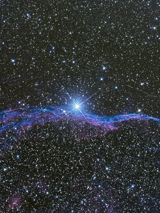 a star filled sky filled with lots of stars, a hologram, by Dan Luvisi, colorized photon, radiant slime trail, the photo shows a large, arc