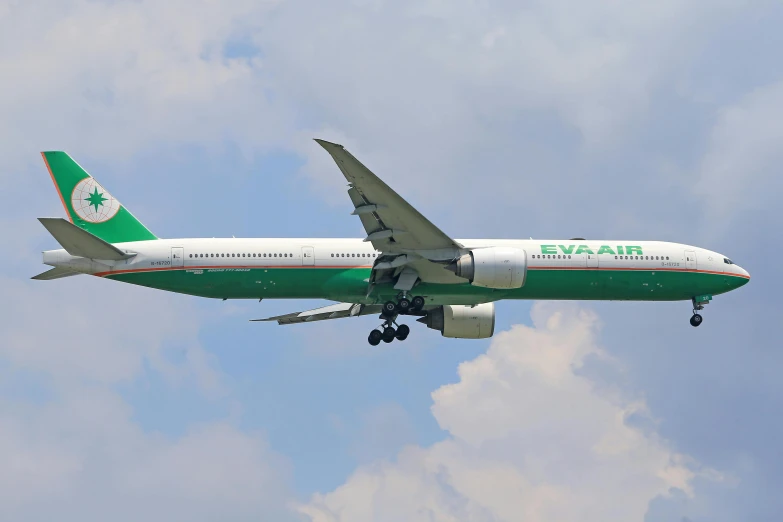 a large jetliner flying through a cloudy sky, pixabay, dau-al-set, wearing green clothing, avatar image, heian, reportage photo